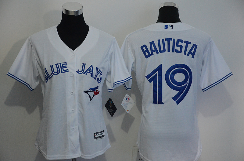 Womens 2017 MLB Toronto Blue Jays #19 Bautista White Jerseys